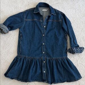 Coach Indigo Denim Ruffle Hem Mini Dress